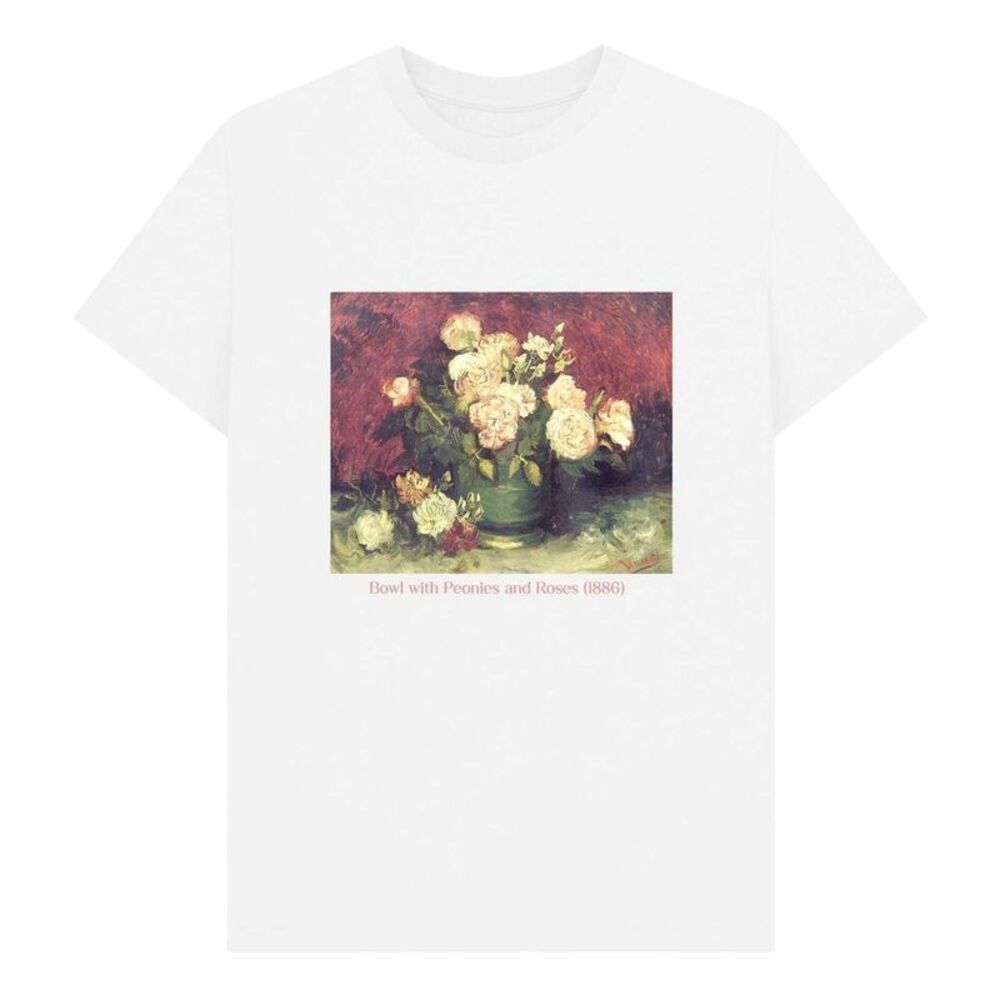 Apoh Unisex Adult Peonies Vincent Van Gogh T-Shirt / White